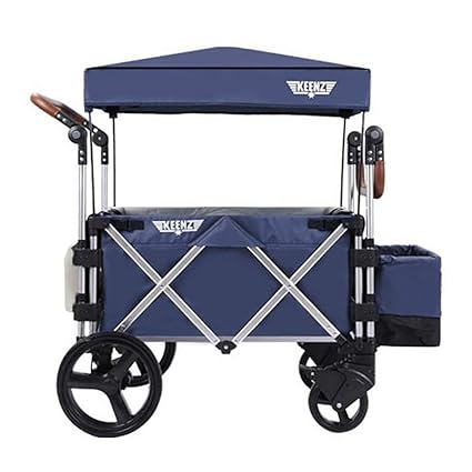 Keenz 7S Push Pull Baby Collapsible Adjustable Folding Wheeled Stroller  Wagon with Protective Canopy Cover, Cupholder, and Cooler for 2 Toddler  Kids, ...