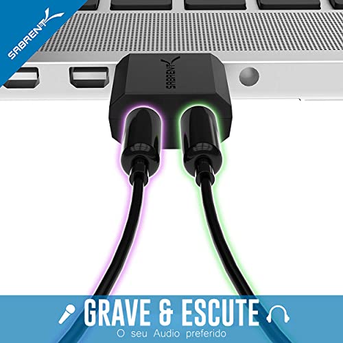 Sabrent Adaptador Placa de Som USB Estéreo Externa para Windows e Mac. Plug and play sem necessidade