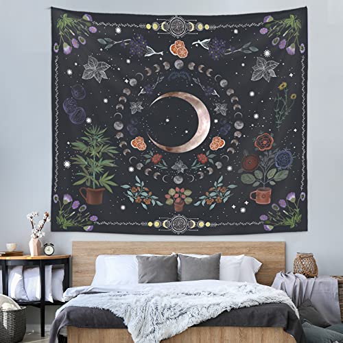 50% Off LINICE Boho Plant Moon Phase Wall Tapestry