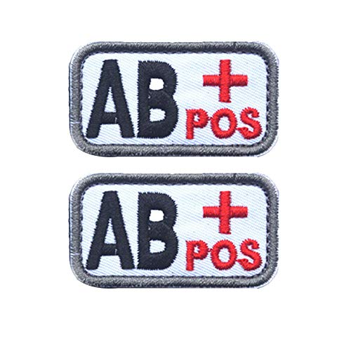 Blood Type AB+ Positive POS Tactical Morale Patch Embroidered Military Emblem Badge, Fastener Hook and Loop