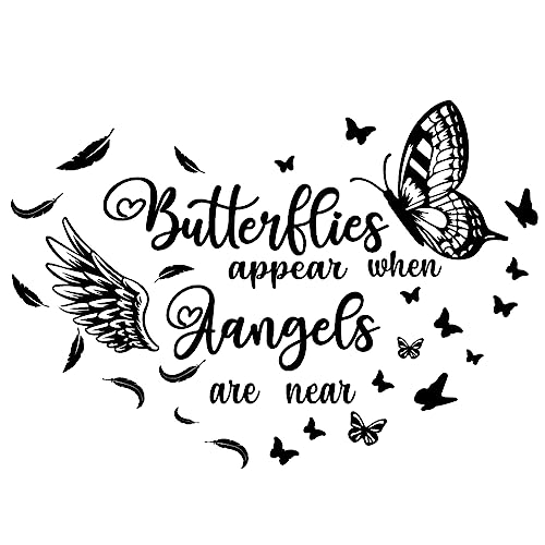 SUPERDANT Butterfly Angel Wings Wall Decals Wall Stickers Inspirational Quotes Mural Black Motivational Saying Girls Women Classroom Living Room...
