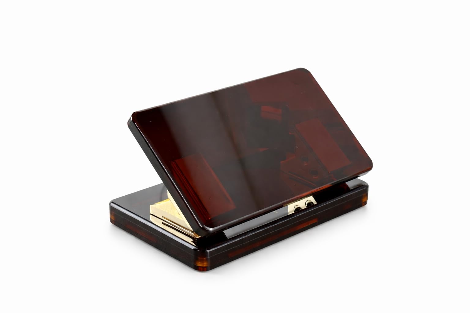 Perforadora de cristal acrílico con metal dorado, perforadora de papel para 20 hojas con recipiente colector y marcador plegable (Amber)