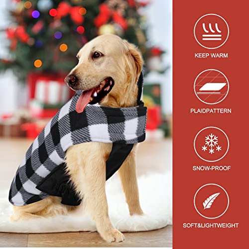 Migohi Dog Jackets For Winter Windproof Reversible Dog Coat For Cold Weather British Style Plaid Warm Dog Vest For Small Medium Large Dogs, Black M #TOP3