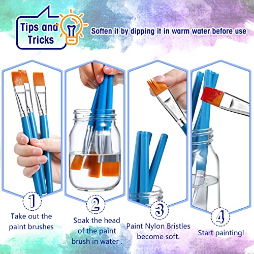 Image of Zonon 30 Pieces Paint Brushes Bulk Small Flat Top Acrylic Oil Paint Brush for Artists Mini Touch up Crafts Detail Painting(1 Inch,Blue)