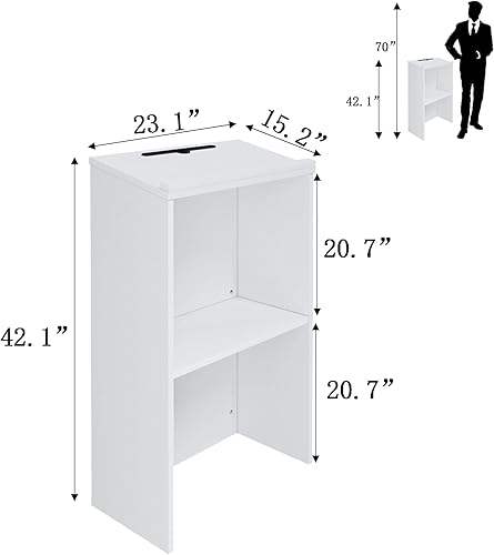 Miniatura 3 de Podium Stand,Wooden Speaking Lectern,Lectern Podium for Classroom,Churches,Auditorium,Meeting Room,Reception Desk of Podium with Adjustable