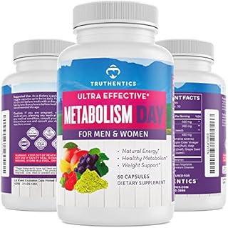 TRUTHENTICS Metabolism Day - Metabolism Booster for Women & Men - Natural Weight Loss & Energy Support - Appetite Suppressant, Thermogenic Fat Burner Supplement - 60 Capsules