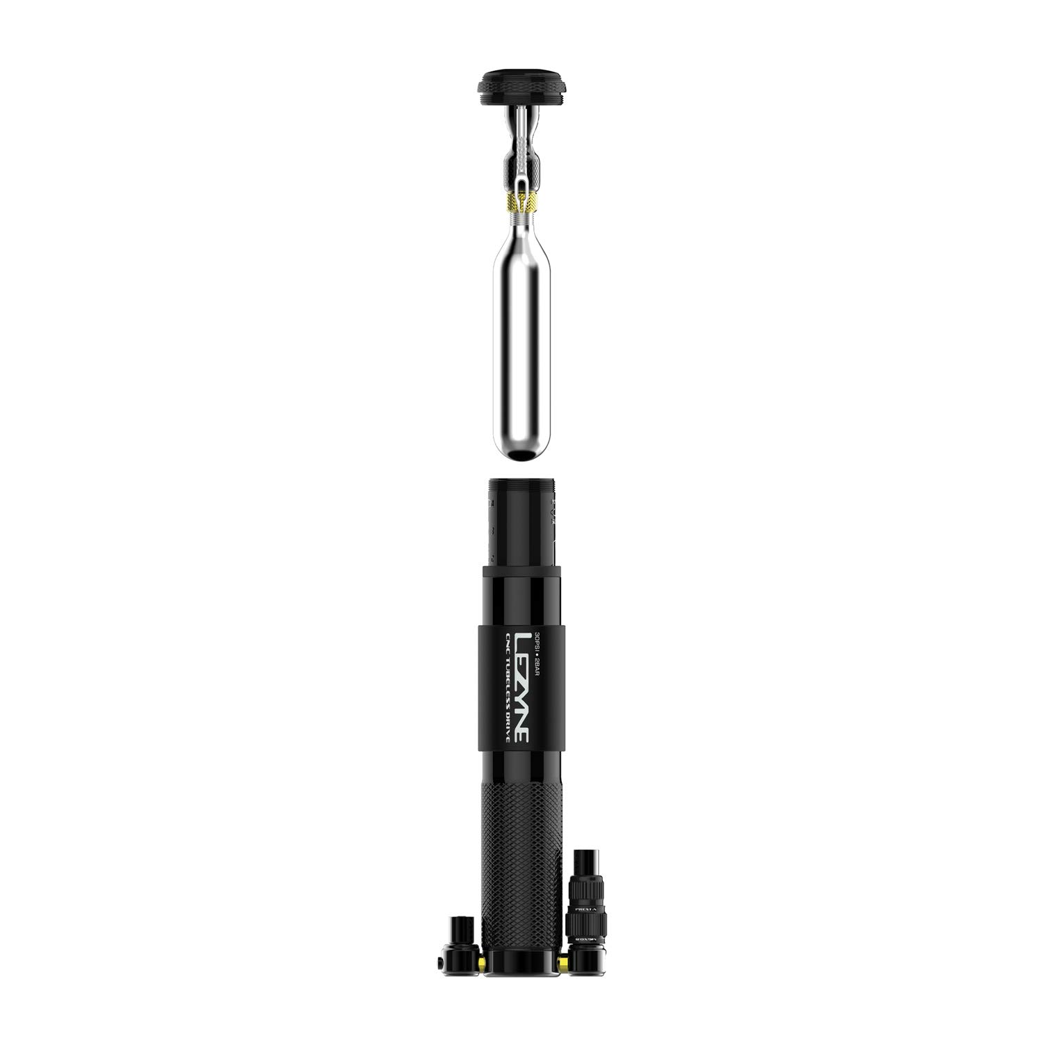 Lezyne Mini Pompe à air sans tubeless Drive - Unisexe - pour Adulte - Noir - 17,3 cm
