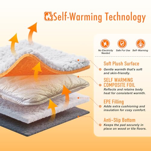 Self Warming Cat Bed, Heated Cat Bed, 2.0 Upgraded Dual-Layer Thermal Foil Heating Pad, Plush Self-Heating Pet Mat for Crate, Floor, with Removable Washable Cover, Non-Slip 15"x19" - Image 4