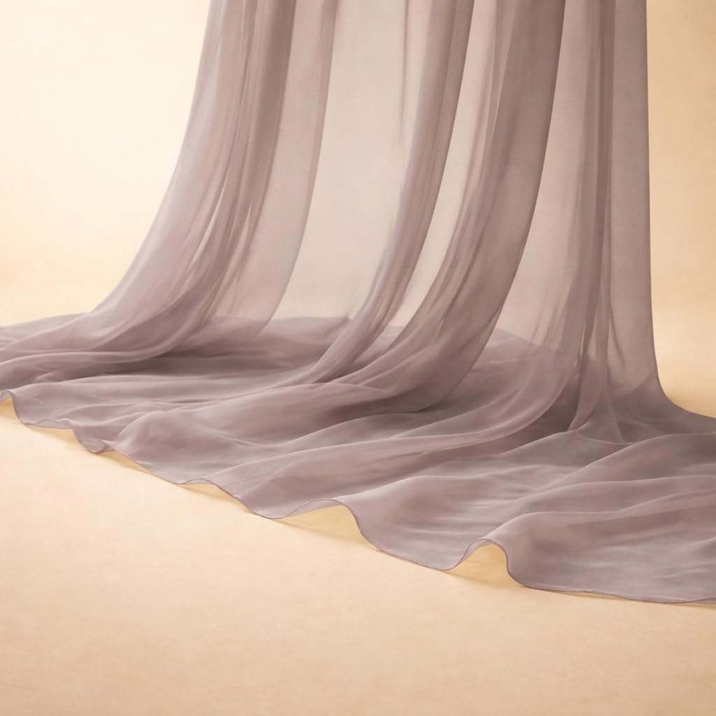 Soimoi Polyester Chiffon Fabric, Continuous Draping Panel 56 Inch Wide 70 GSM, Lightweight Soft Sheer Plain Weave Fabric By 2 Yard, Ideal for Wedding Arch Draping, Backdrop, Dressmaking, Table Runner-image-21