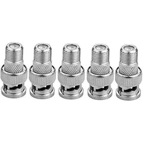Eightnoo BNC Male Plug to F Female Jack Adapter Coax Connector Coupler adapters CCTV Camera (Pack of 5) Cover