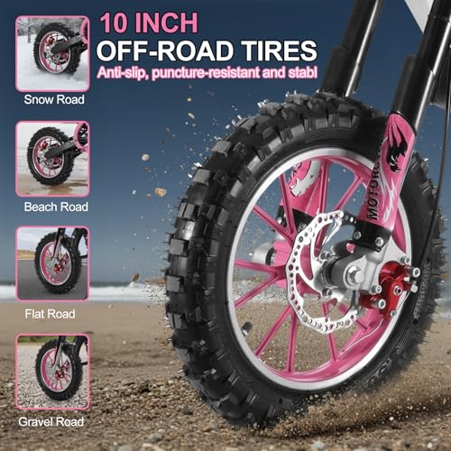 Image of 50cc Kids Dirt Bike, 49cc Gas Dirt Bike for Kids 8-14, 2-Stroke Mini Dirt Bike with Pull Start, Off-Road 10-Inch Tires, Front and Rear Disc Brakes, 25 MPH, for Dirt, Gravel, Yard