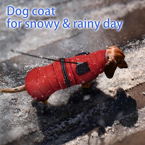 Image of MIGOHI Comfortable Large Dog Coat - Waterproof Dog Coat with Reflective Strips,Windproof XXL Dogs Jacket with Warm Turtleneck, Snow Coats for Large Dogs,Labrador Golden Retriever,2XL,RedBlack