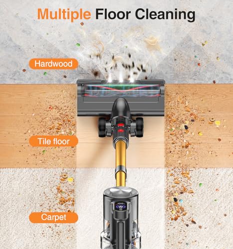 Image of Natrogix Cordless Vacuum Cleaner, Stick Vacuum Cordless Lightweight, 45Mins Runtime, 3 Suction Modes, Smart Display, Wall-Mounted Charging, Vacuum Cleaners for Home Pet Hair, Carpet, Hardwood Floor