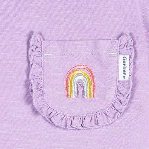 Gerber baby-girls' Shirt and Short Set, Lavander, 3T - image 3