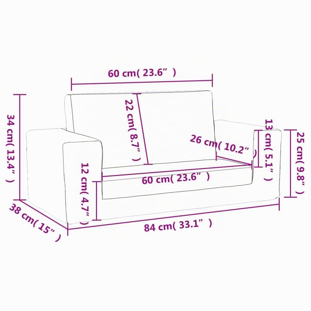 vidaXL Sofá Cama de niños 2 plazas Felpa Suave Gris Claro