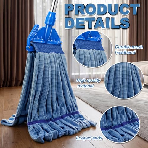 Image of Lallisa 16 Pcs Commercial Mop Head Replacement Tube Microfiber Industrial Looped End Mop Heads Refill for Floor Cleaning for Home Commercial Industrial Use (14 oz)