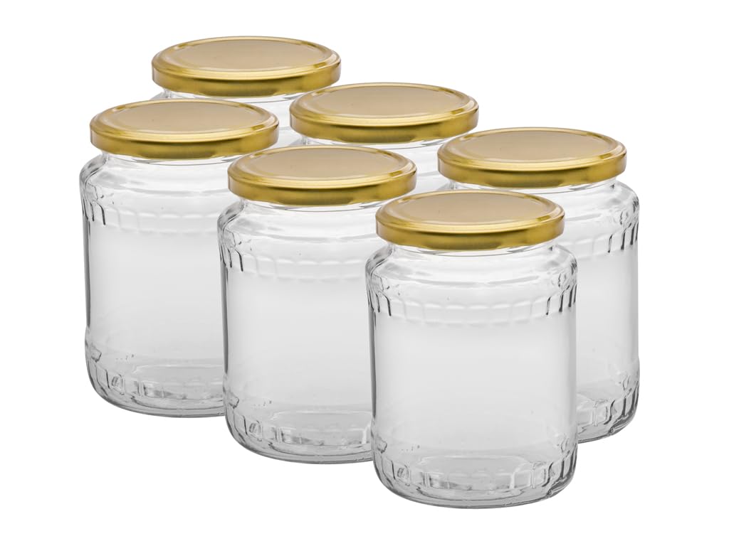 Weck Lot de 40 bocaux de conservation en verre avec couvercles à visser et étiquettes Doré 720 ml