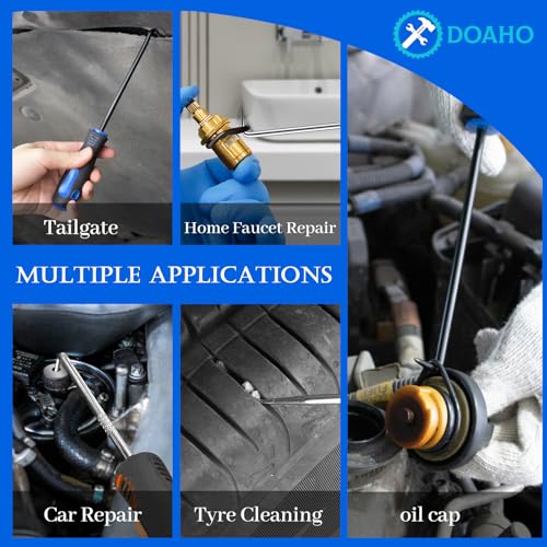 17Pcs Mechanic Hook and Pick Tool Set &amp; Car Trim Removal Kit with Fastener Clip Pliers,Rivet Puller,Magnetic Pickup,Gasket Scraper,Non-Scratch Plastic Pry Tools for Automotive Repair-Blue