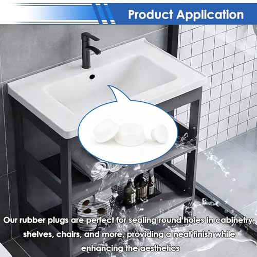 Image of smseace 90Pcs White Rubber Plugs 9-Sizes 1 inch 7 /8 inch 3 /4 inch 5 /8 inch 1 /2 inch 3 /8 inch 5 /16 inch 1 /4 inch 1 /5 inch Assorted Sizes Silicone Stoppers Rubber Plugs for Holes Used for Tube,Bathtub,Kitchen and Outdoor Equipment