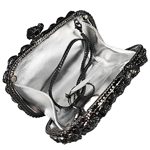 Image of Boutique De FGG Skull Crystal Clutch Purse for Women Formal Rhinestone Clutch Evening Bag Halloween Minaudiere Handbag,Mini