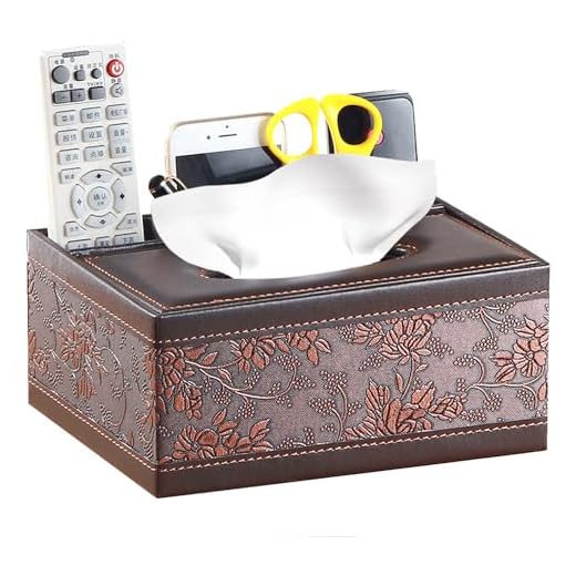 Tissue Box Cover Leather Retro Rectangular Multifunctional Remote Control Stationery Napkin Holder, Modern Facial Tissue Pumping Paper Dispenser Desk Organizer Storage Box Home Office Supplies Caddy