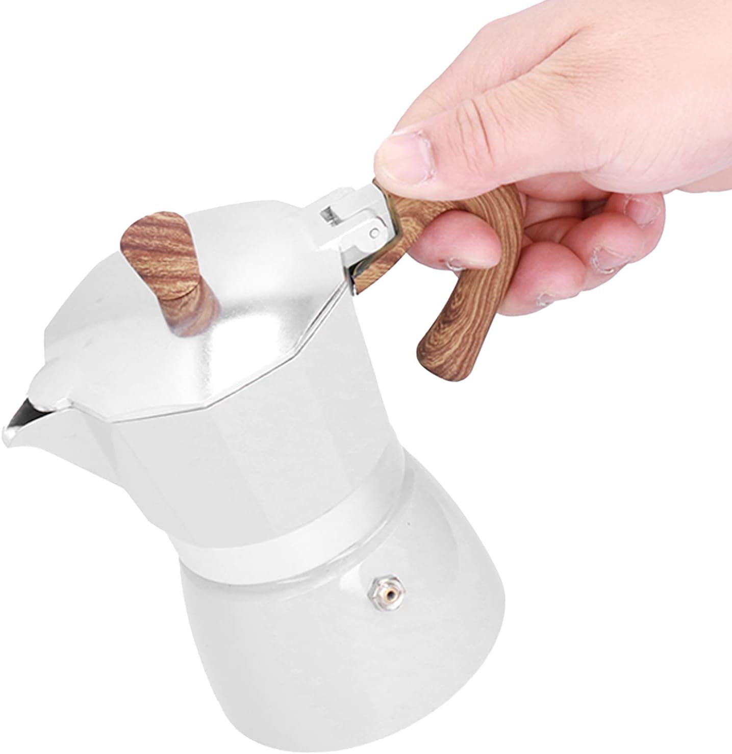 Moka Express Stovetop Coffee Maker Practical Aluminum Moka Coffee Pot Octagonal Coffee Maker For Home Kitchen 150ML(milky white)