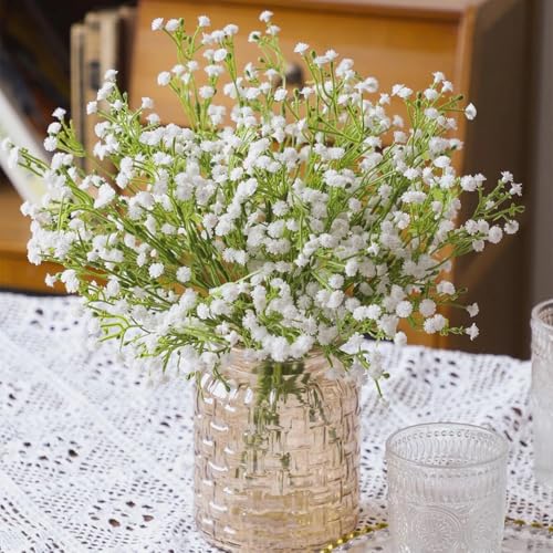 Image of Art Street Baby Breath White Artificial Flowers Gypsophila Bouquets Flowers, New Year Mothers Day Gifting, Faux Flowers for Vases | Decoration Items for Living Room| Set of 3 (Size: 14 Inch)
