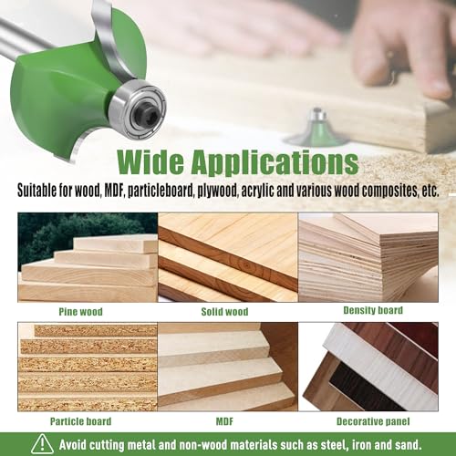 NICAVKIT Abrundfräser 8mm Schaft, Radius 3mm, Hartmetall Rundfräser für Oberfräse mit Kugellager,Abrundfräser für Holzbearbeitung,Kantenfräser Radiusfräser