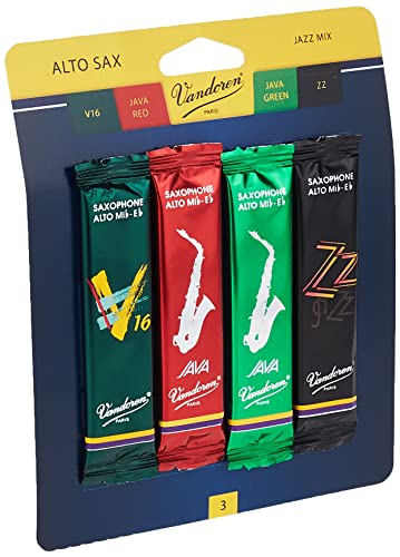 Vandoren Srmixa3 Alto Sax Jazz Reed Mix Card Includes 1 Each Zz, V16, Java And Java Red Strength 3 #TOP8