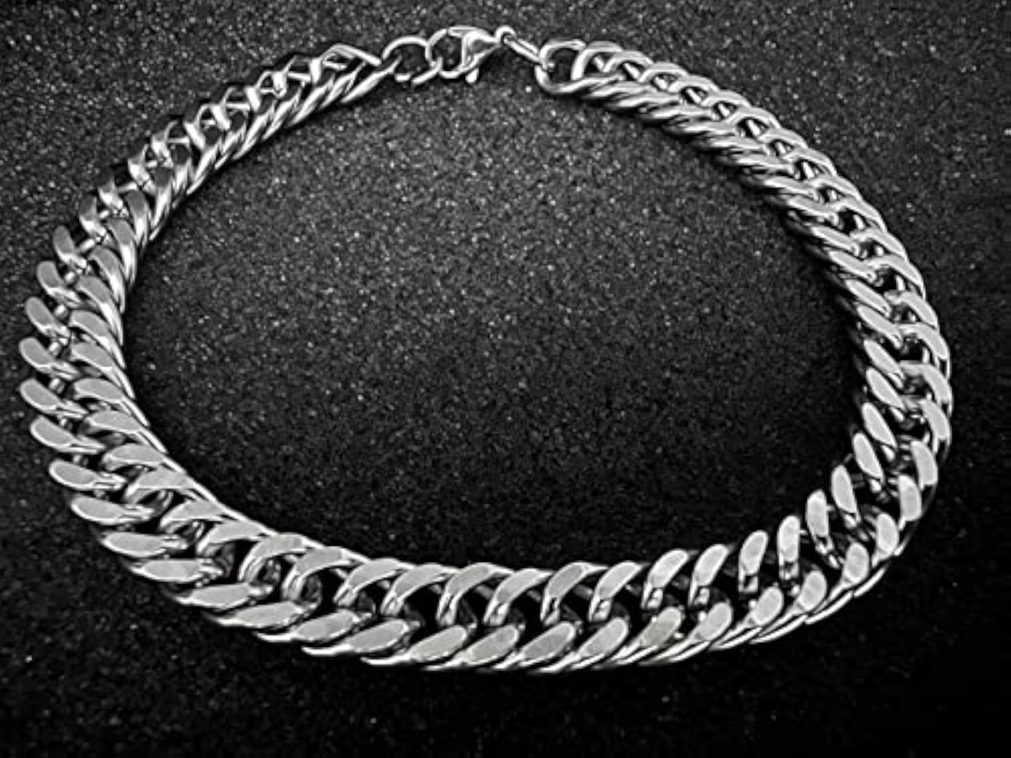 Men's Pure Stainless Steel Double Link Curb Chain Bracelet