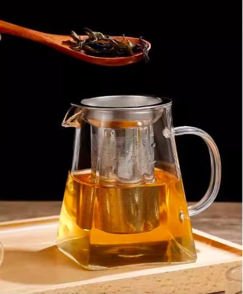 Dzbanek do Herbaty z Sitem - Szklany Dzbanek Borokrzemianowy z Filtrem 350 ml do Herbaty i Naparów, Odporny na Wysoką Temperaturę i Odpowiedni do Mikrofalówki (350 Ml)