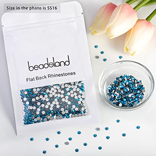 Image of Beadsland Flat Back Crystal Rhinestones, Indicolite, SS16, 2880pcs | Flatback Glass Gems, 3.8-4.0mm, for Nail Art Craft, Glue Fix