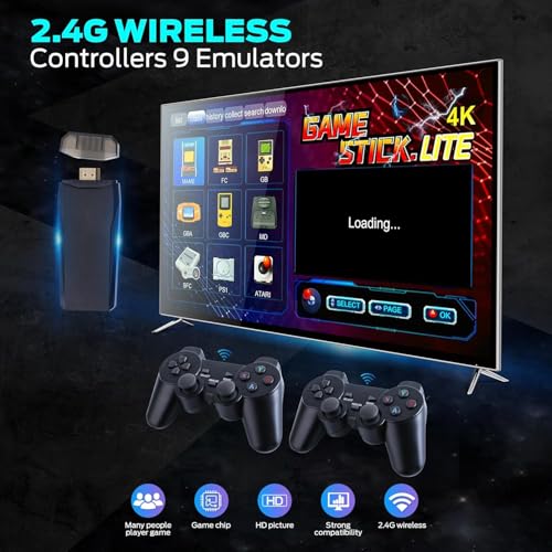 Image of (2025 Newly Upgraded Edition) New Wireless Console Retro Video Game for TV- 4K Ultra HD |Video Game | Gaming Console| Retro Game Stick | 20000 Plus Games|Dual-Player Setup|2.4G Wireless Game