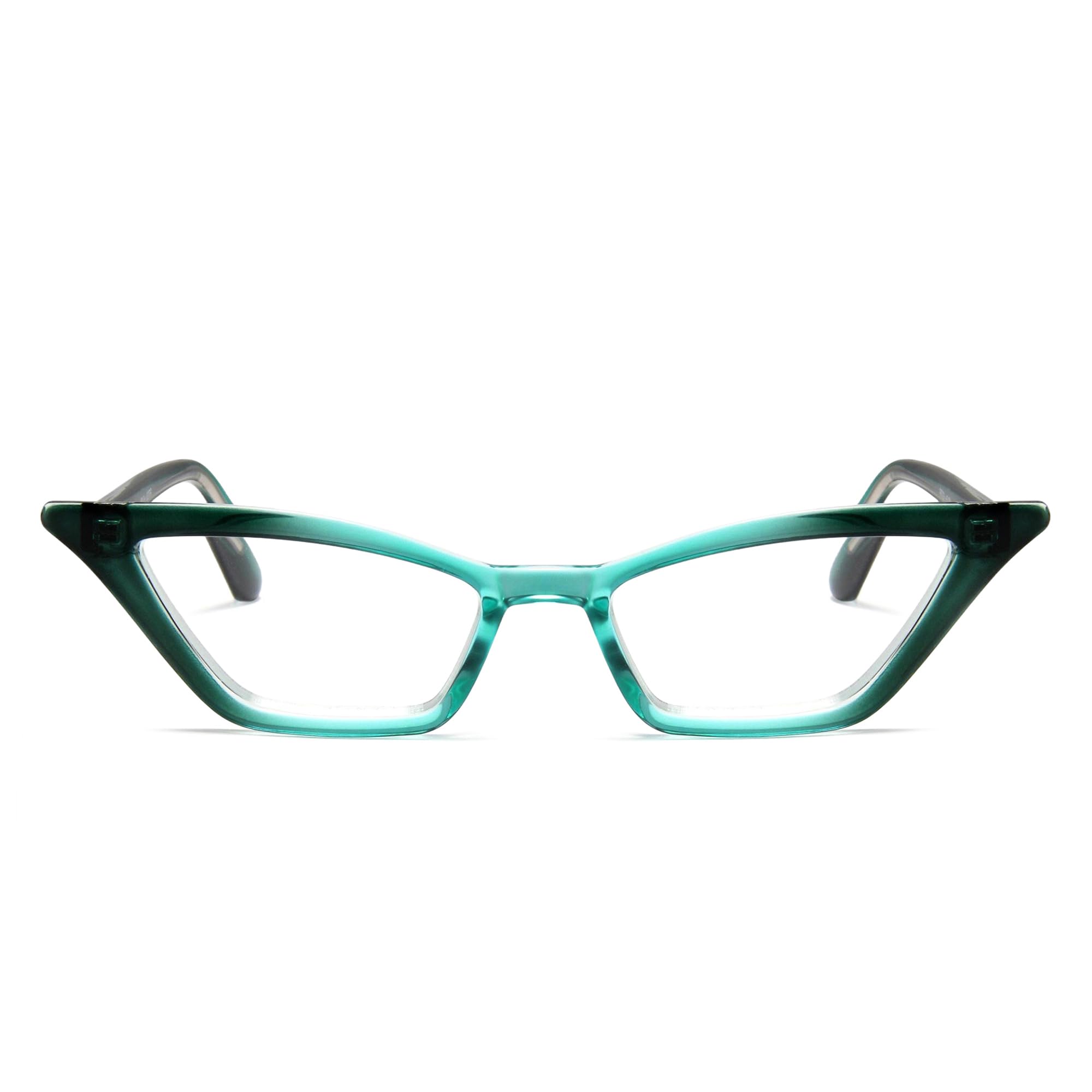 2SeeLife Premium Cat Eye Reading Glasses for Women – Narrow-Medium Fit, Sturdy Frame, Spring Hinges, Stylish Funky Readers, Turquoise, +2.50