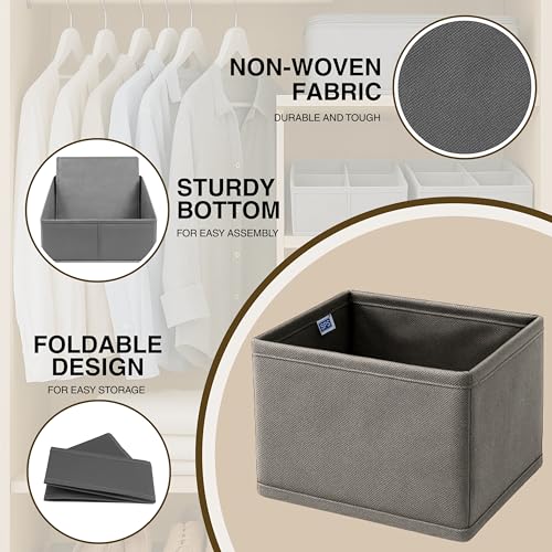 Image of Skrill Non-Woven 6-Piece Foldable Clothing Storage Box Set | Cube Baskets, Bins & Dividers for Closet & Dresser Drawer Organization | Storage for Shirts, Pants, Underwear, Bras, Socks & More (Grey)
