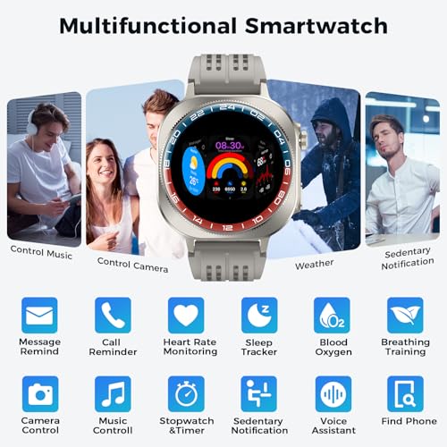 Image of Smart Watch (Answer /Make Call), 1.43 inch Millitary Smartwatch 60 Days battery | 3D-AMOLED, 130+ Sports Fitness Watch, Heart Rate /Sleep Monitor, LED Flashlight, IP68 Waterproof Activity Tracker Android iOS