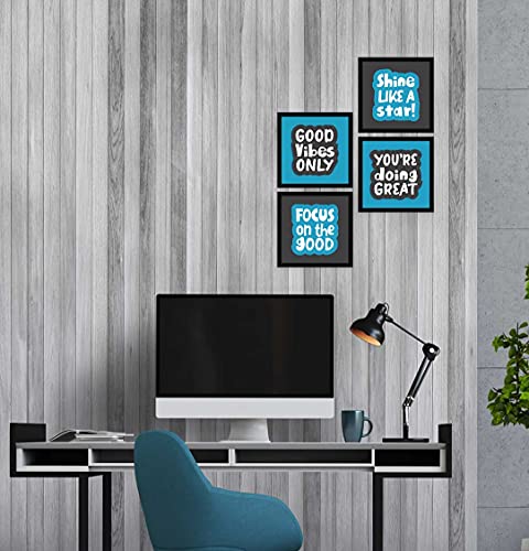 Image of ArtX Paper Motivational Quotes Good Vibes Only Wall Art Painting, Framed Paintings For Home Office Decor 20 X 20 inches, 10.0 X 10.0 each, Multicolor Posters With Frame, Set of 4