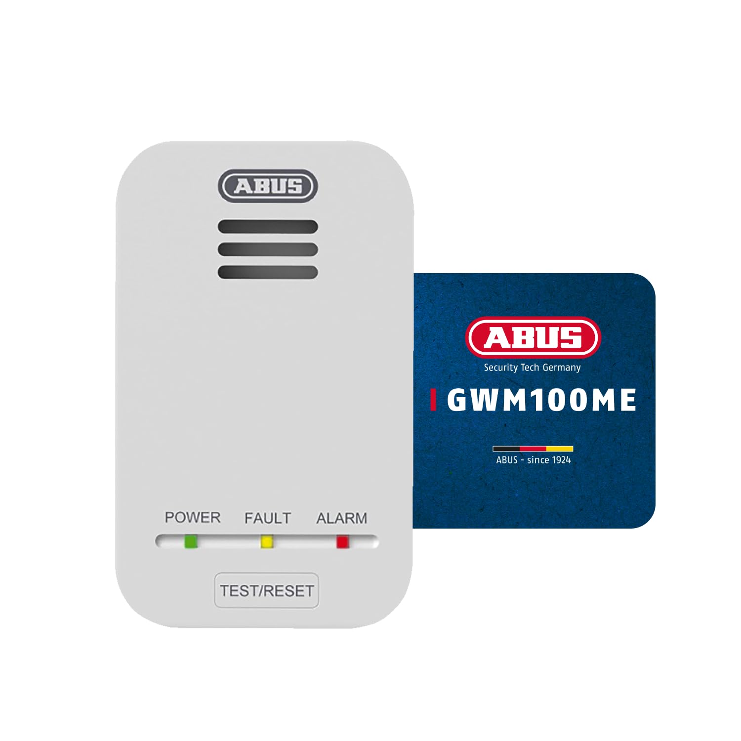 ABUS Detector de Gas GWM100ME - Gas Natural, Metano, 85 dB, Blanco | Alimentación 220-240 V CA, sin pilas - vida útil 5 años - certificado EN50194-1 - botón de prueba integrado