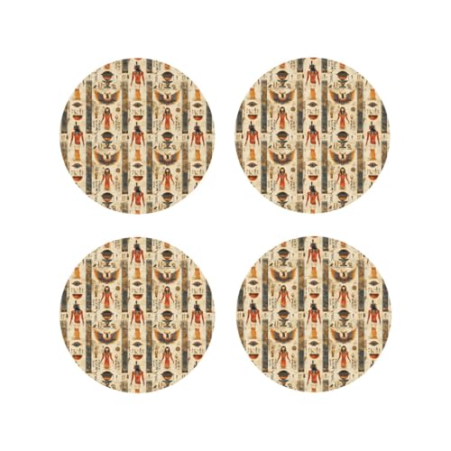 Juego de 4 posavasos con estampado retro de Egipto, posavasos para protección de mesa, adecuados para tipos de tazas, divertidos posavasos para sala de estar y decoración del hogar