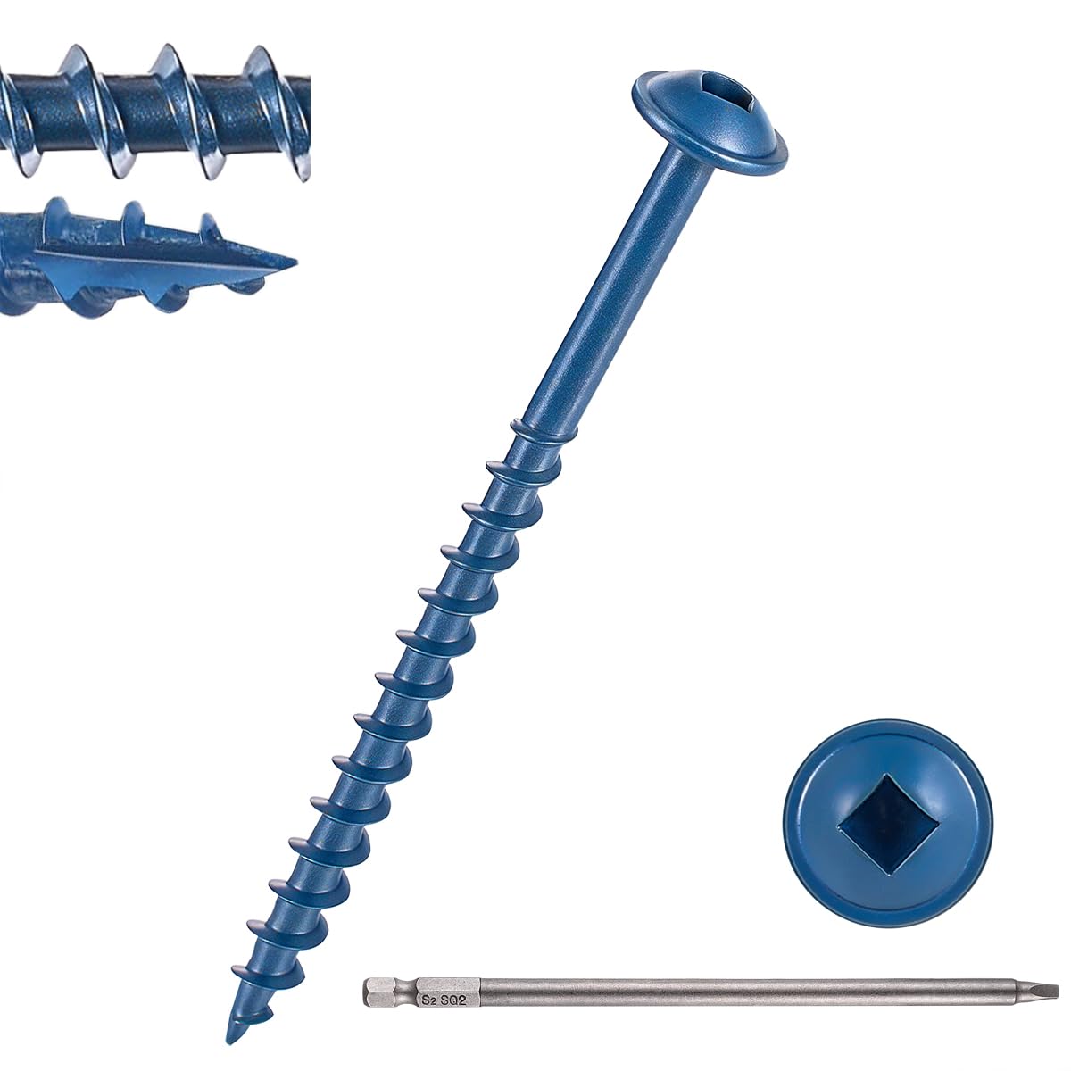 300 piezas (2.6 libras), #8 tornillos de agujero de bolsillo de 2-1/2, tornillo de bolsillo exterior de 2-1/2 pulgadas, rosca gruesa, unidad cuadrada, cabezal de arandela, resistente a la