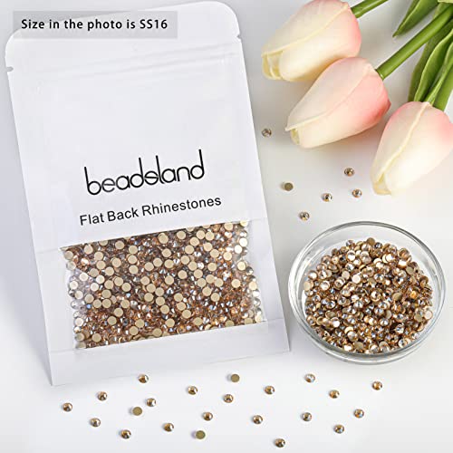 Image of Beadsland Flat Back Crystal Rhinestones, Golden Shadow, SS16, 2880pcs | Flatback Glass Gems, 3.8-4.0mm, for Nail Art Craft, Glue Fix