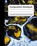  COMPOSITION NOTEBOOK: COMPOSITION NOTEBOOK WIDE RULED: Premium Gold Turbulence Blank Wide Ruled Line Paper Journal, For Kids Students Teens Boys Girls, Soft Cover Book, 120 Pages.