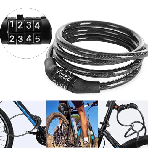 Cabo de Segurança Para Bike Com Trava | Cadeado Senha de 4 Dígitos | Cabo Reforçado | Antifurto | Co