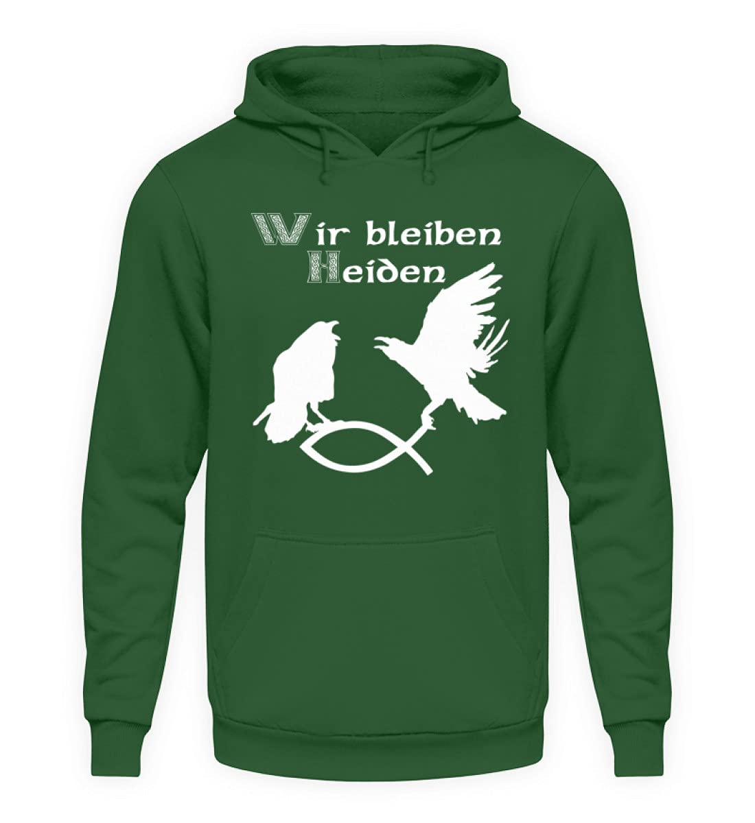 Sweat à capuche Hugin & Munin vert de qualité supérieure S