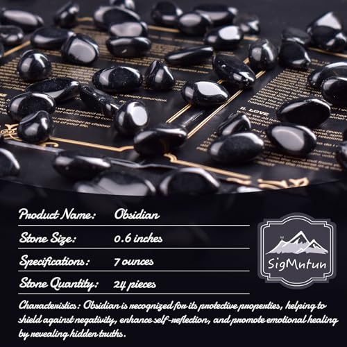Image of Obsidian Healing Crystal Stone Set - 24 Pieces, 0.6 inch Natural & Polished Stones for Healing, Meditation, Reiki, Chakra, Crafting & Decoration