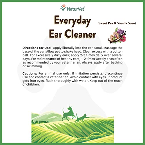 Image of NaturVet Everyday Ear Cleansing Solution with Sweet Pea & Vanilla Scent for Dogs & Cats 8 oz