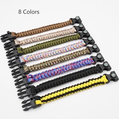 8 Pack 3-in-1 Survival Bracelets with Whistle & Compass - Image 2