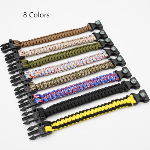 8-Pack 3in1 Notfall Überleben Armband mit Pfeife und Kompass, Überleben Kit, Wild Camping Ausrüstung Kit, Wildness Notfall Überleben Kit für Camping, Outdoor Reisen, Wandern, Notfall Überleben oder zu