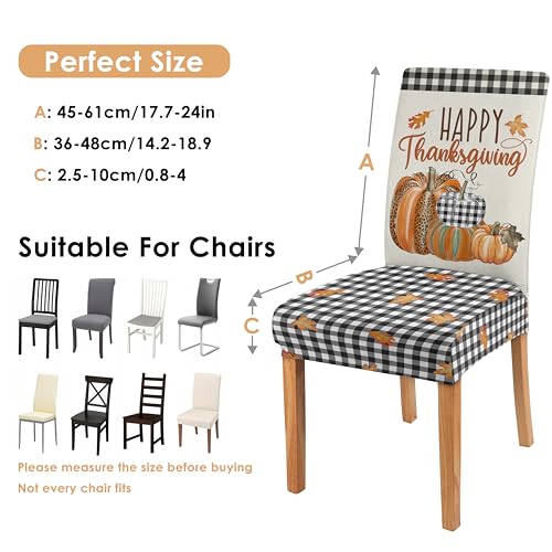 Azuazu Fall Chair Covers Set Of 6 Thanksgiving Dining Protector Stretch Autumn Pumpkin Truck Maple Leaves Slipcovers Removable Washable Back Chair Covers Home Decor Gifts thumb #6