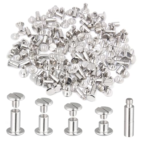 100 Pack Chicago Screws and Extention Posts for Binding Extending Scrapbook Photo Album Refill Pages Compatible with Pioneer Photo Albums (M5 x 4/6/8/10mm Book Screws)